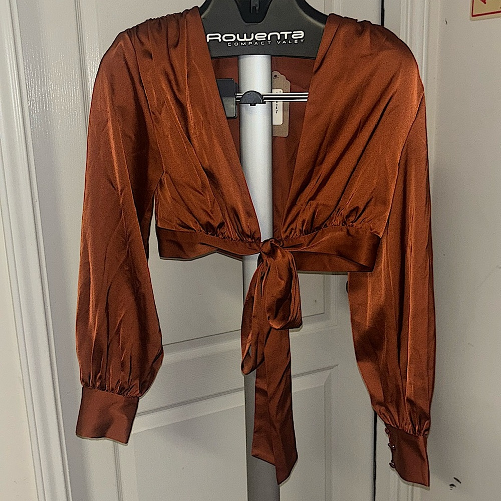 Orange Silk Crop Top